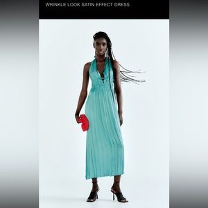 Zara Wrinkle Look Satin Effect Dress